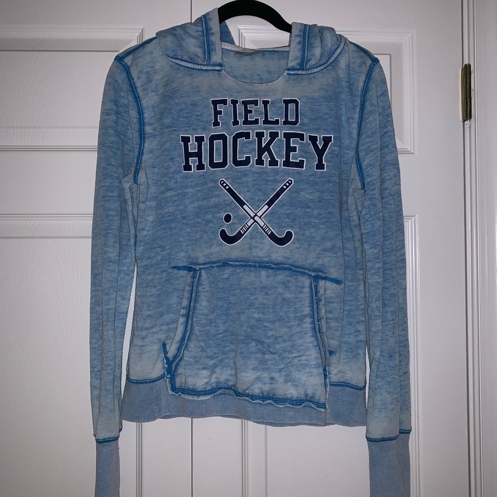 Distressed field hockey sweatshirt